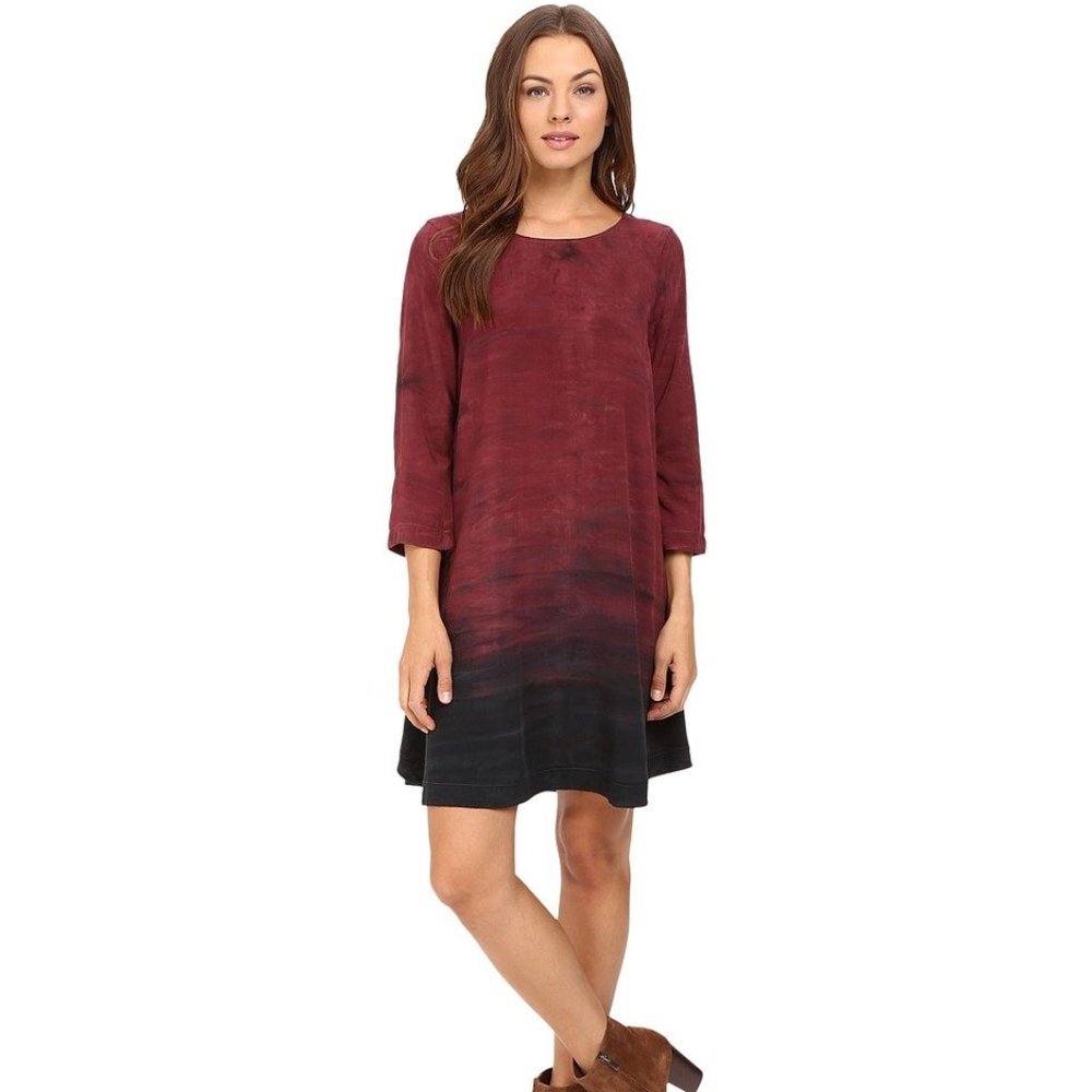 NWT Michael Stars Women's Mauve Haze Print 3/4 Sleeve Swing Dress